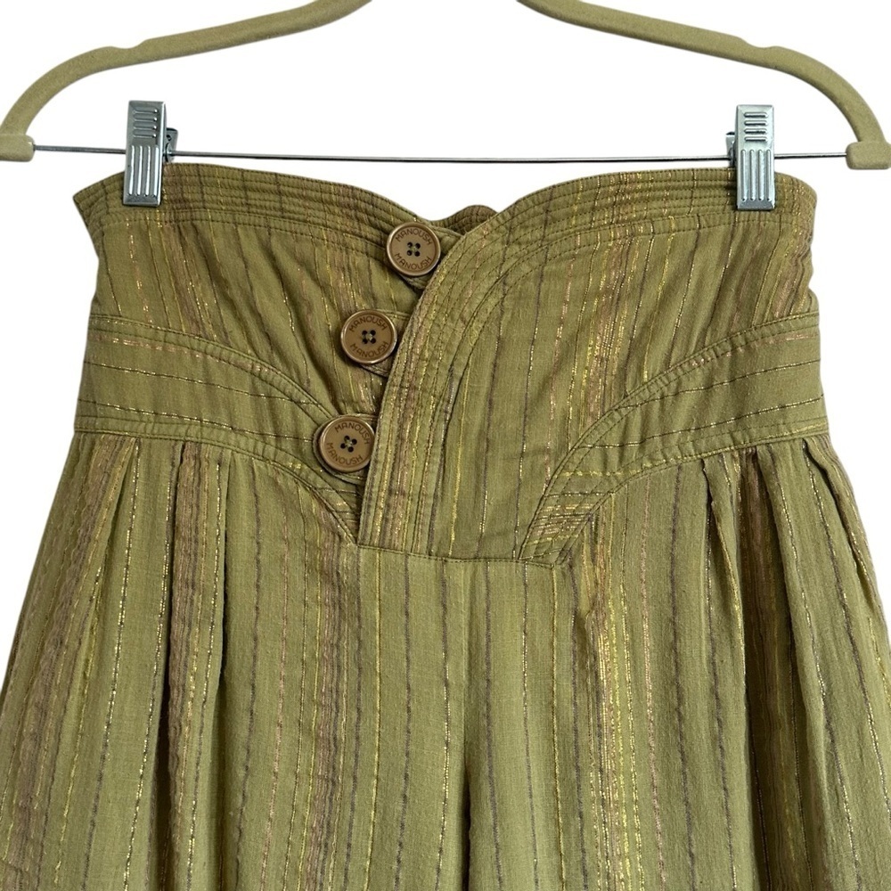 MANOUSH PAPER BAG HIGH WAIST COTTON LUREX THREADED PANTS SIZE 4 - Picture 4 of 14